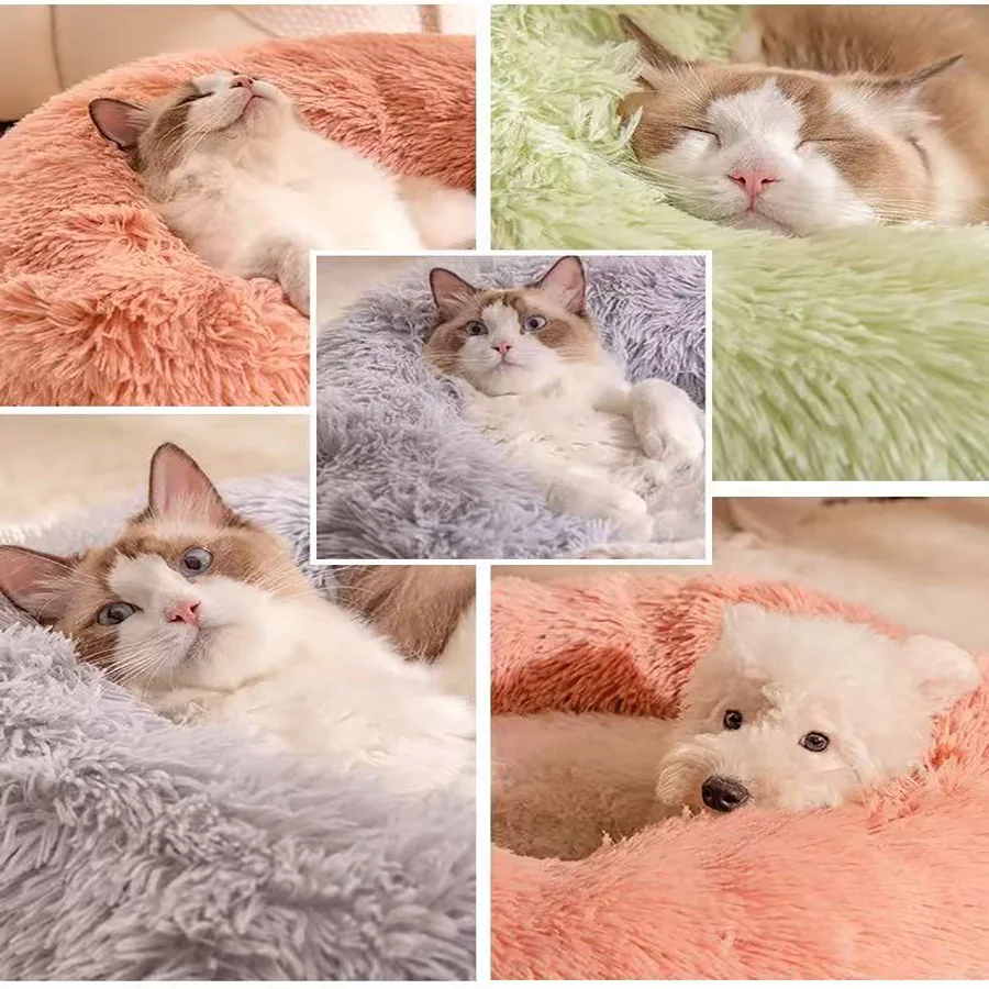 Cama Calmante Donut de Pelúcia para Cães e Gatos - Imagem 9