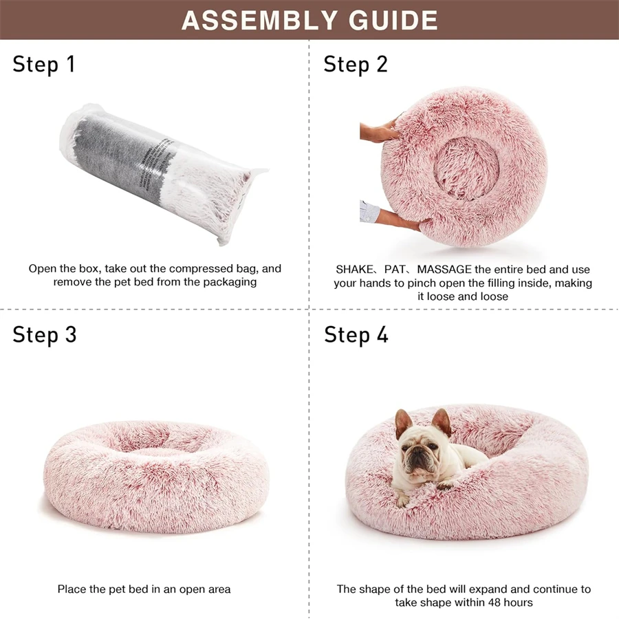 Cama Calmante Donut de Pelúcia para Cães e Gatos - Imagem 15