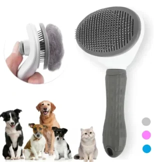Escova Removedora de Pelos Autolimpante para Cães e Gatos