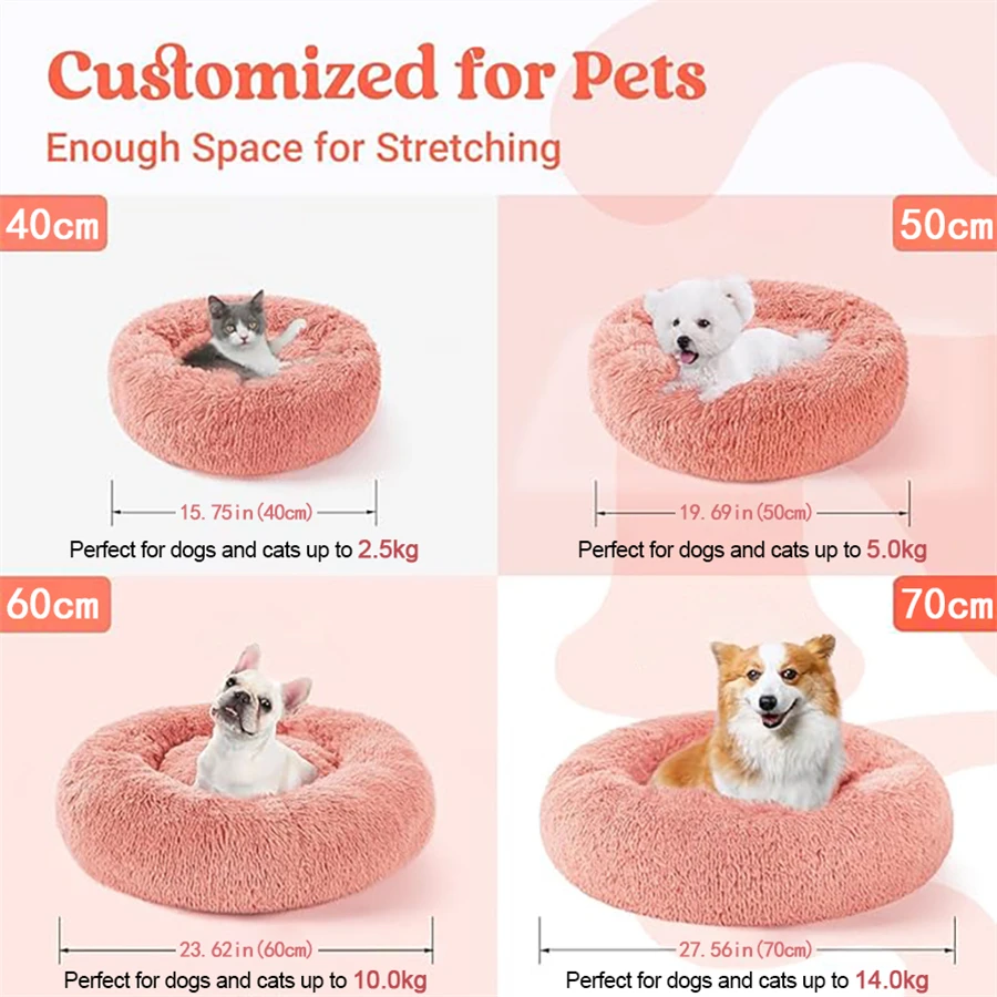 Cama Calmante Donut de Pelúcia para Cães e Gatos - Imagem 8